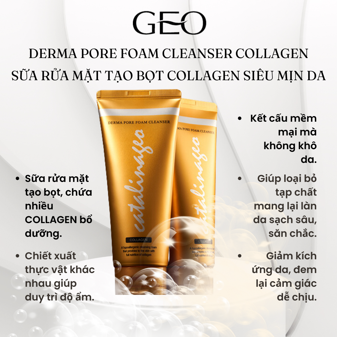 Sữa rửa mặt CATALINA GEO Derma Pore Foam Cleanser Collagen